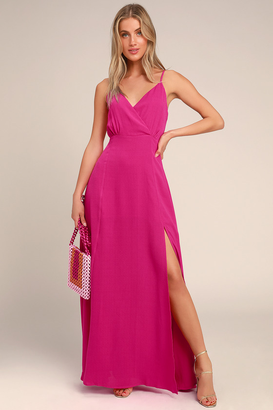 Glam Hot Pink Dress - Pink Maxi Dress ...